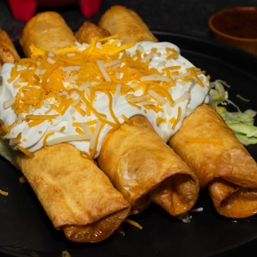 3 Flautas with Sour Cream.