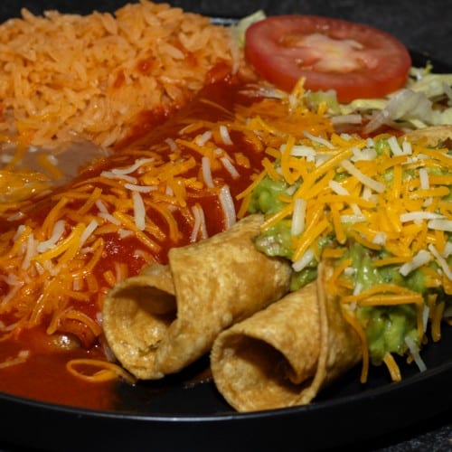 2 Rolled Taquitos, Enchilada.