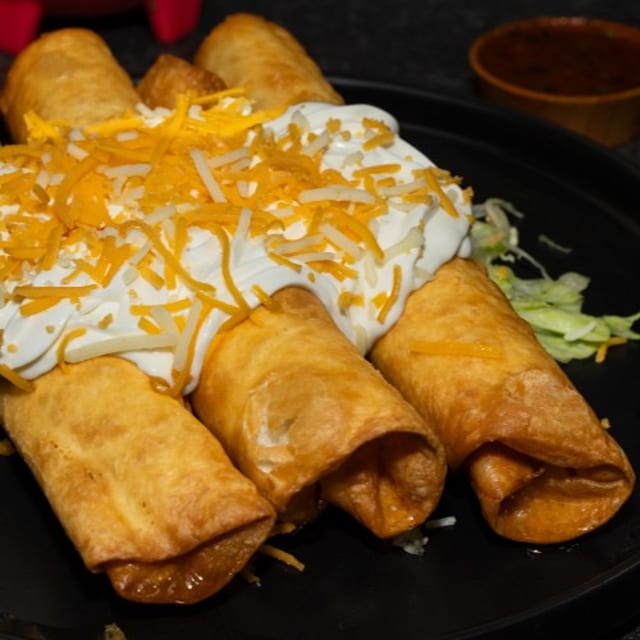 3 Flautas with Sour Cream Plate.