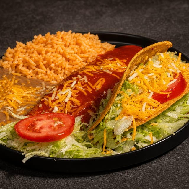 Beef Taco, Enchilada Plate.