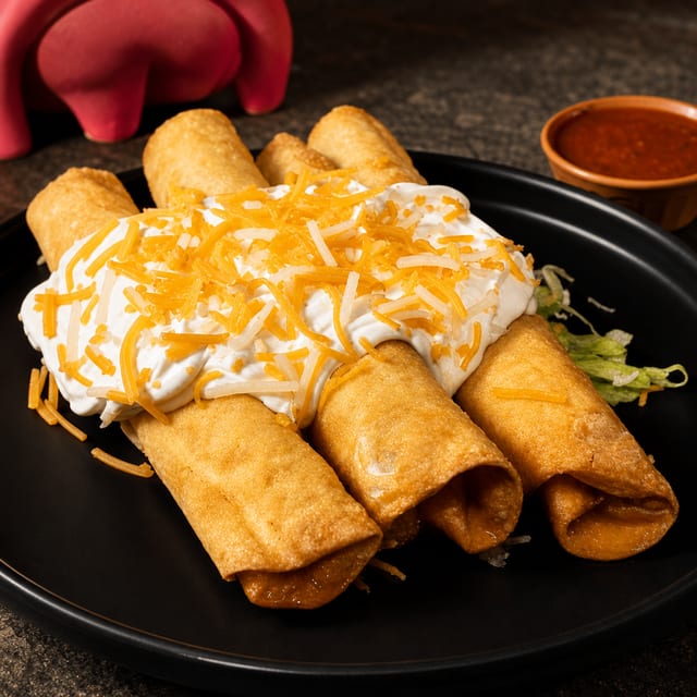 3 Flautas with Sour Cream Plate.