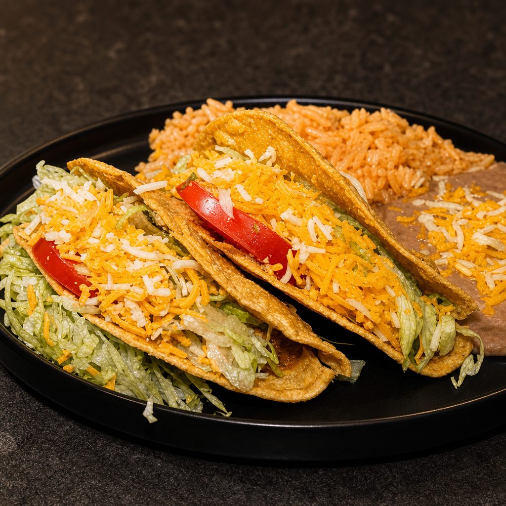 2 Shredded Beef Tacos.