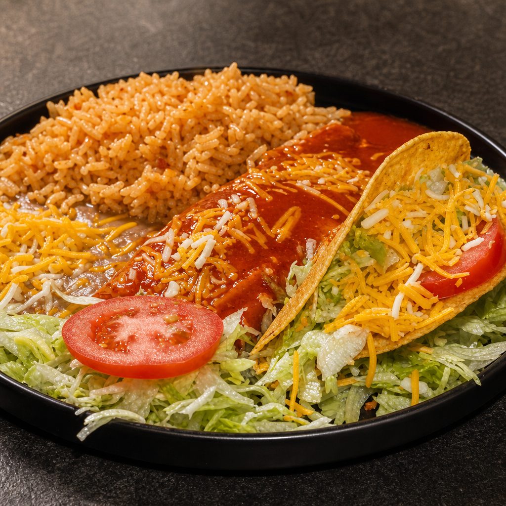 Beef Taco, Enchilada.