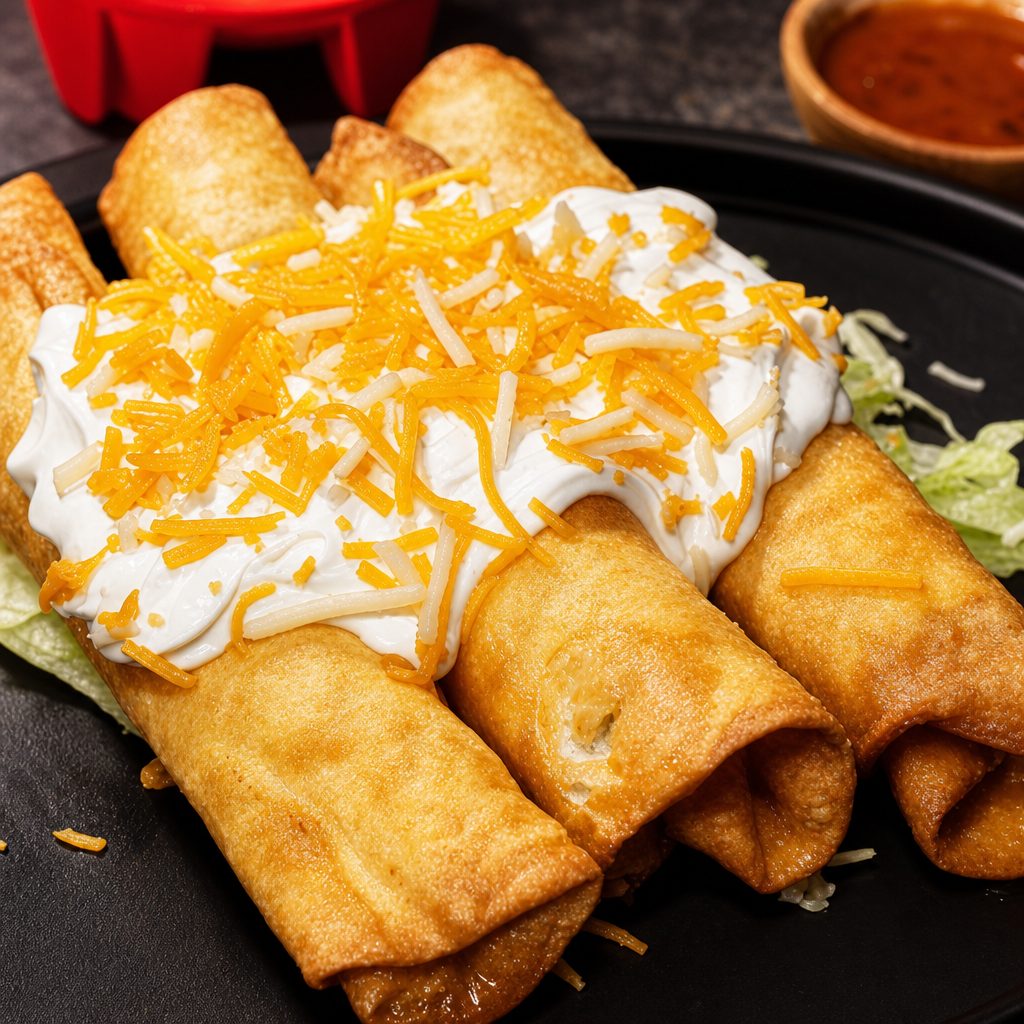 3 Flautas with Sour Cream.