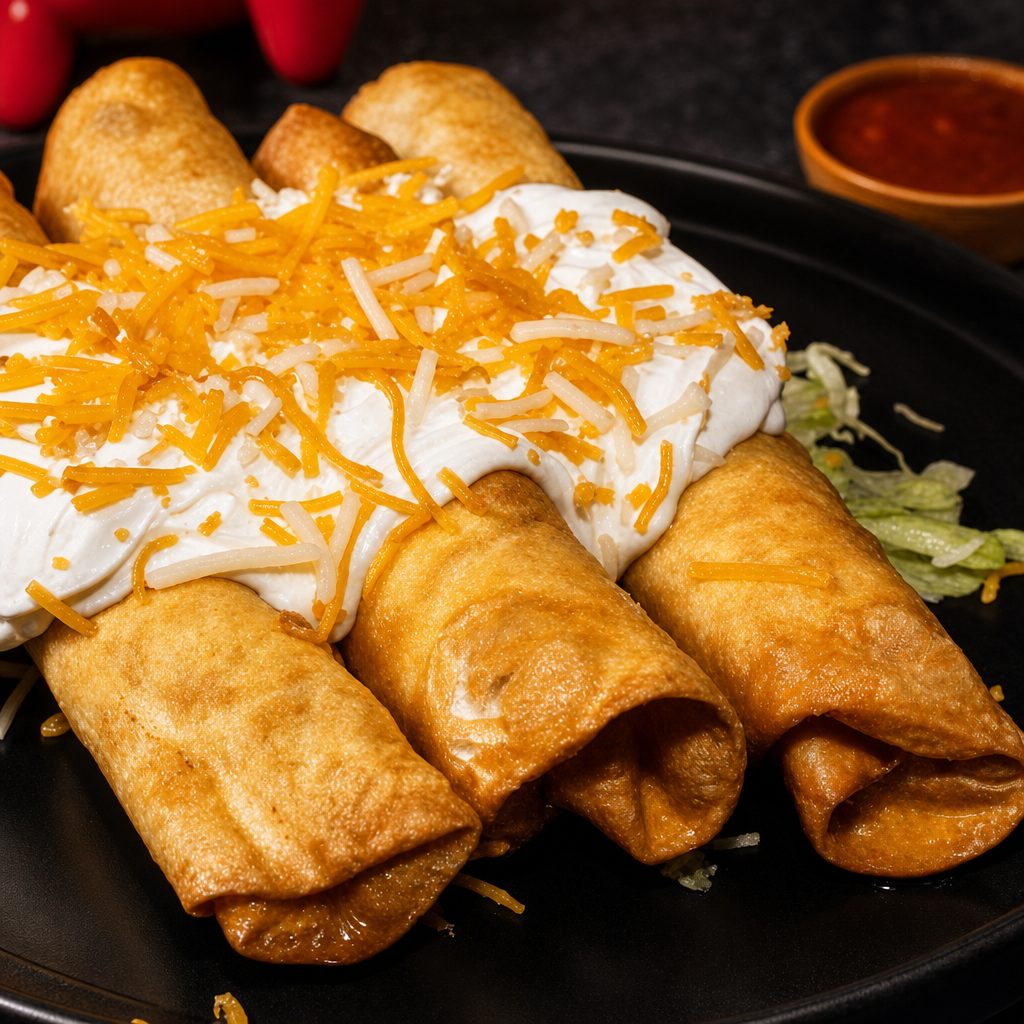 3 Flautas with Sour Cream Plate.