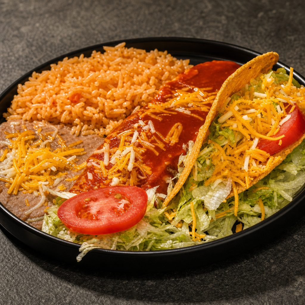 Beef Taco, Enchilada Plate.