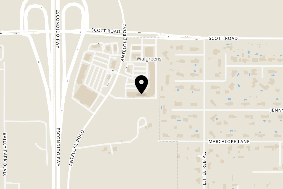 Map showing the location of Los Portales Taco Shop Antelope Road on 33040 Antelope Road in Murrieta